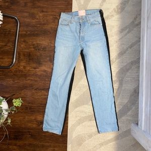 Revice blue and black girlfriend straight jeans